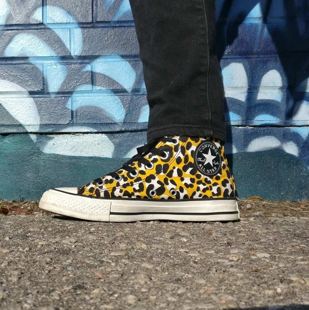 US 7.5 Chuck Taylor High Top Leopard Print